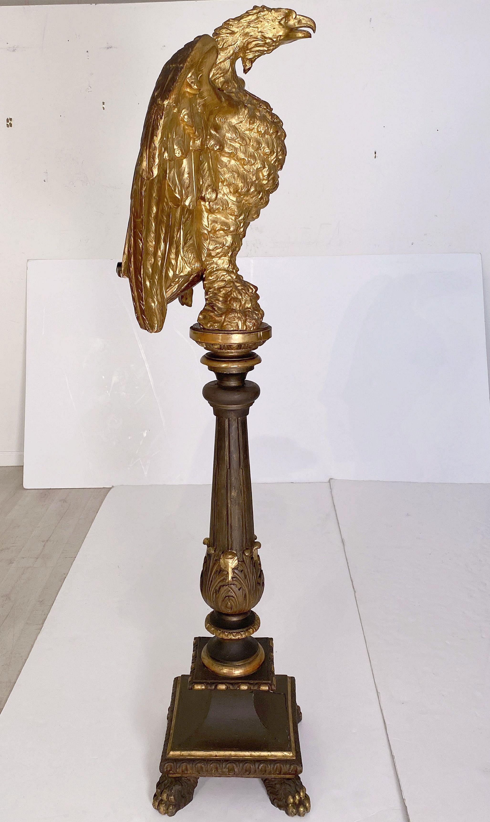 Large Ecclesiastical Carved and Gilded Eagle Lectern from Wales, c.1830 In Good Condition For Sale In Austin, TX