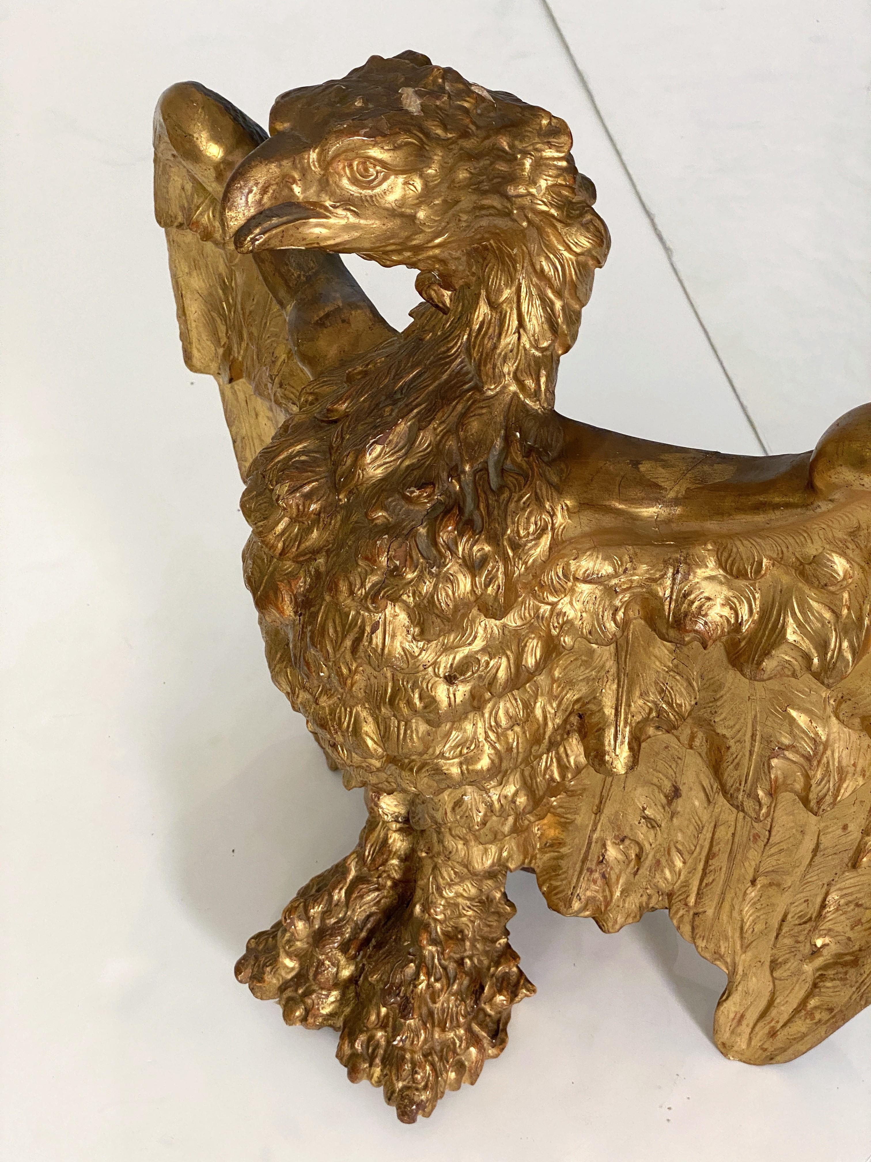 Wood Large Ecclesiastical Carved and Gilded Eagle Lectern from Wales, c.1830 For Sale