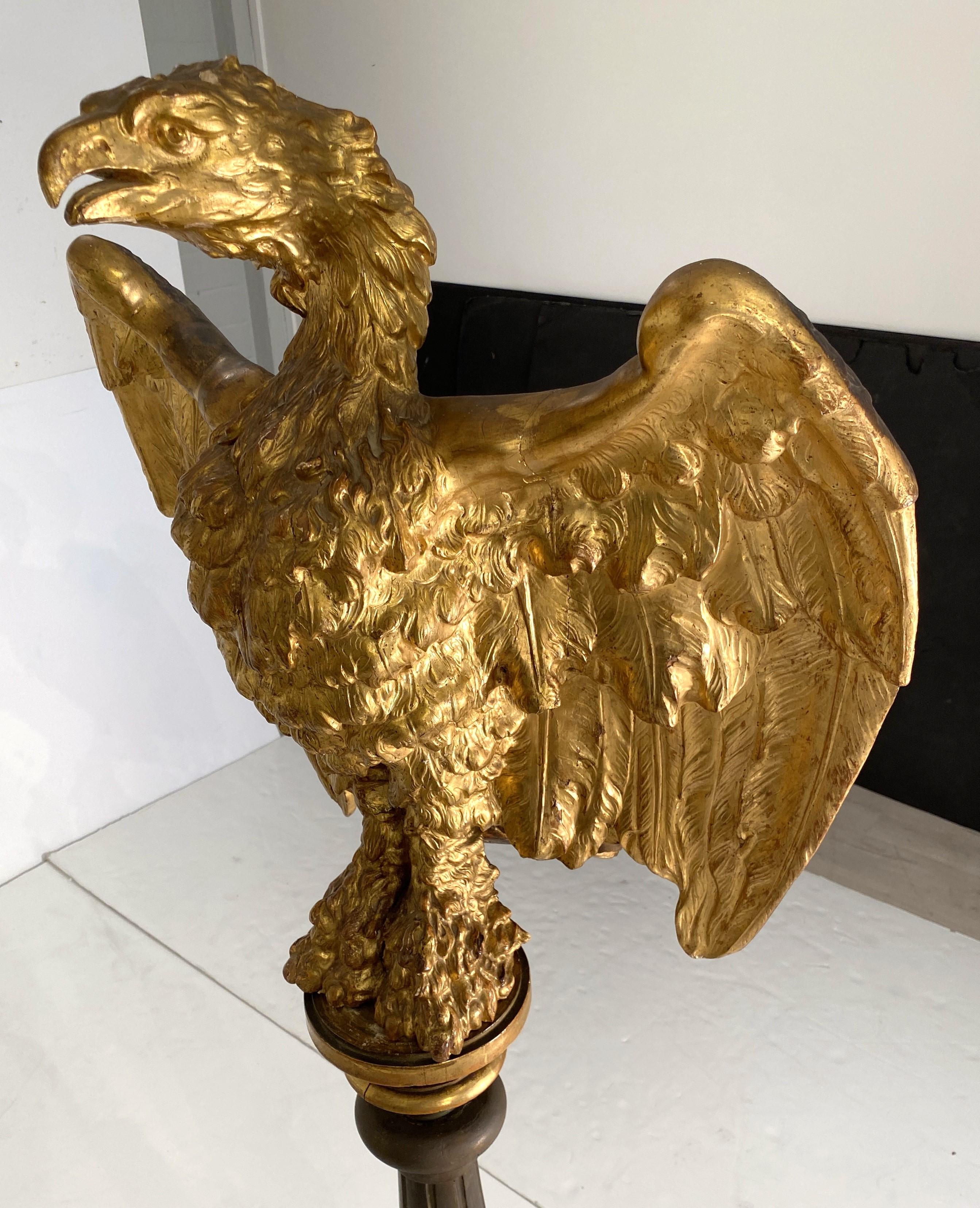 Large Ecclesiastical Carved and Gilded Eagle Lectern from Wales, c.1830 For Sale 1