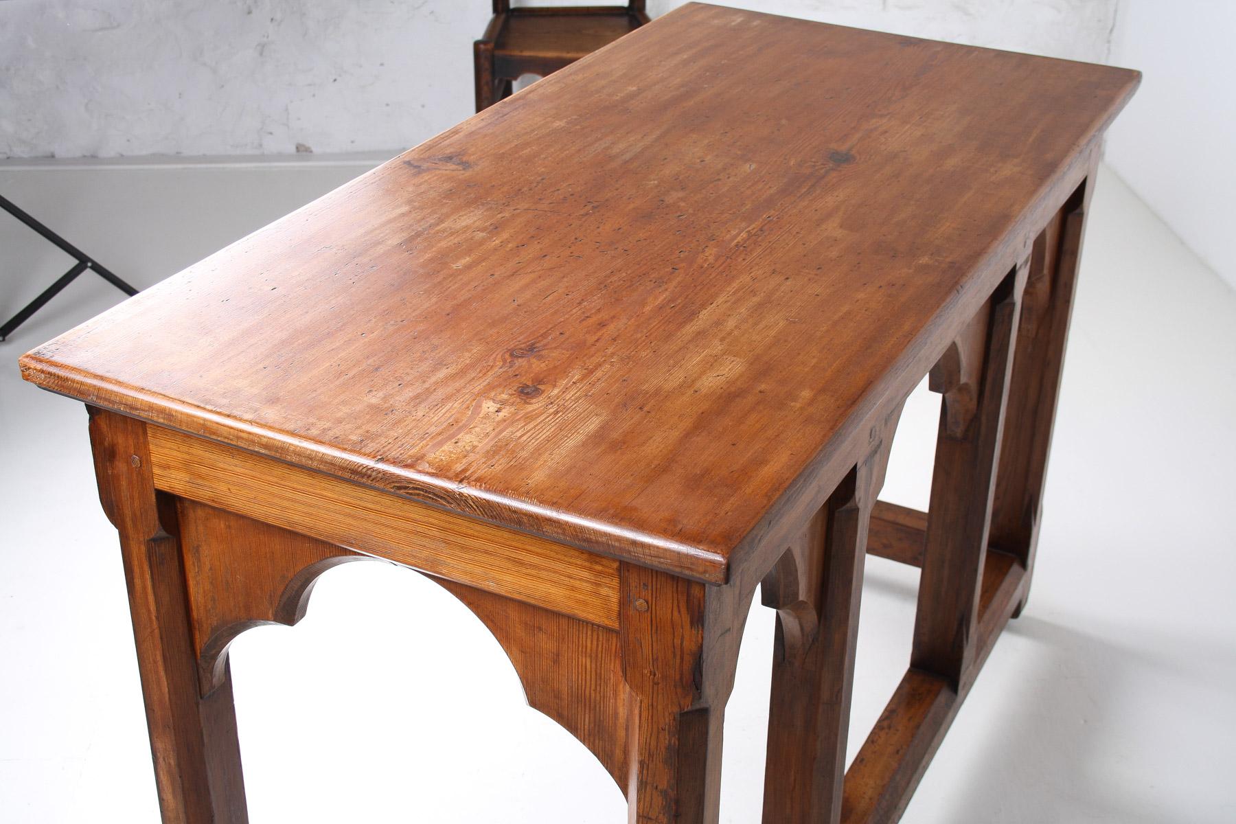 Large Ecclesiastical Gothic Revival Serving Table, Workstation Desk Countertop For Sale 7