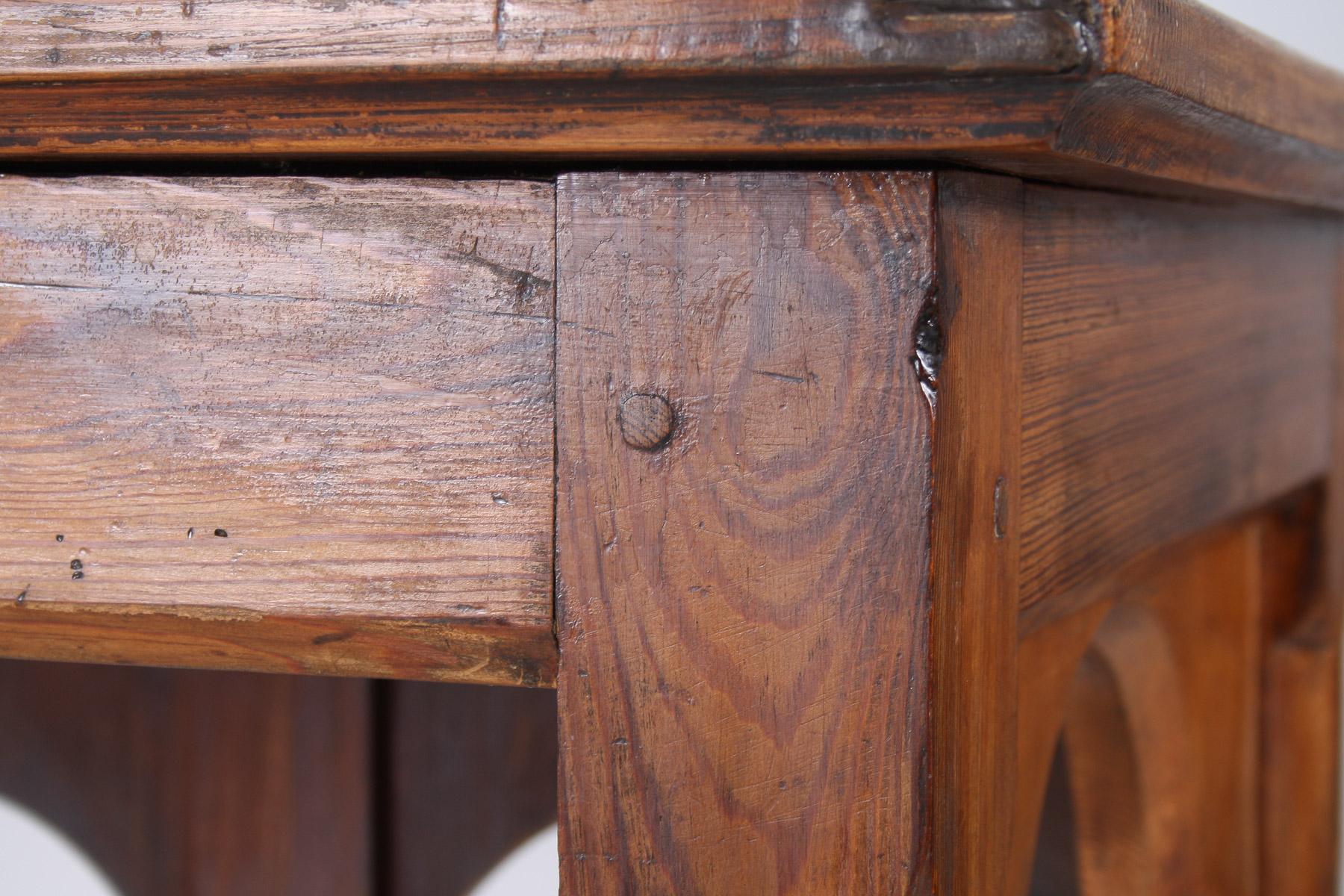 Large Ecclesiastical Gothic Revival Serving Table, Workstation Desk Countertop For Sale 10