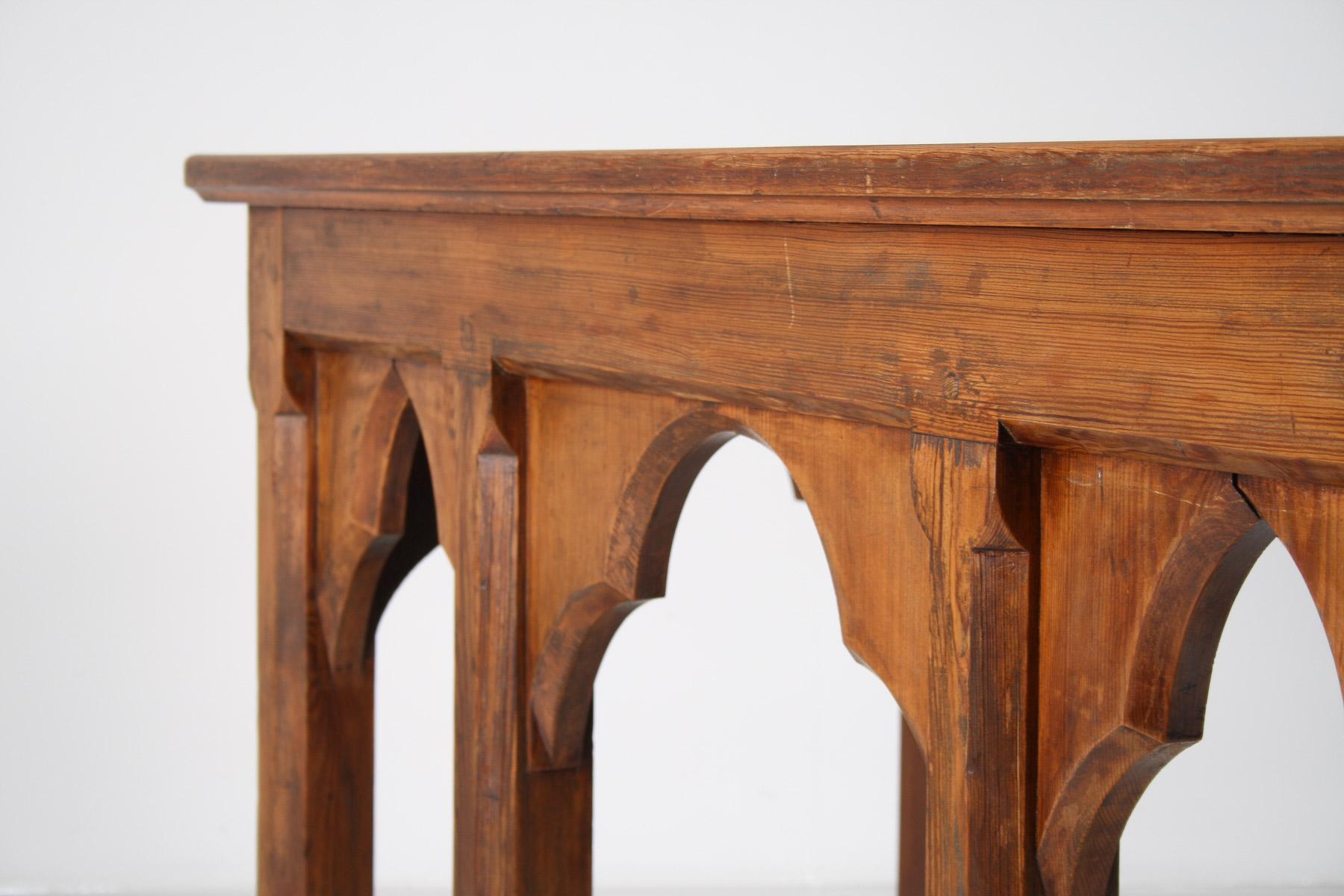 Large Ecclesiastical Gothic Revival Serving Table, Workstation Desk Countertop For Sale 14
