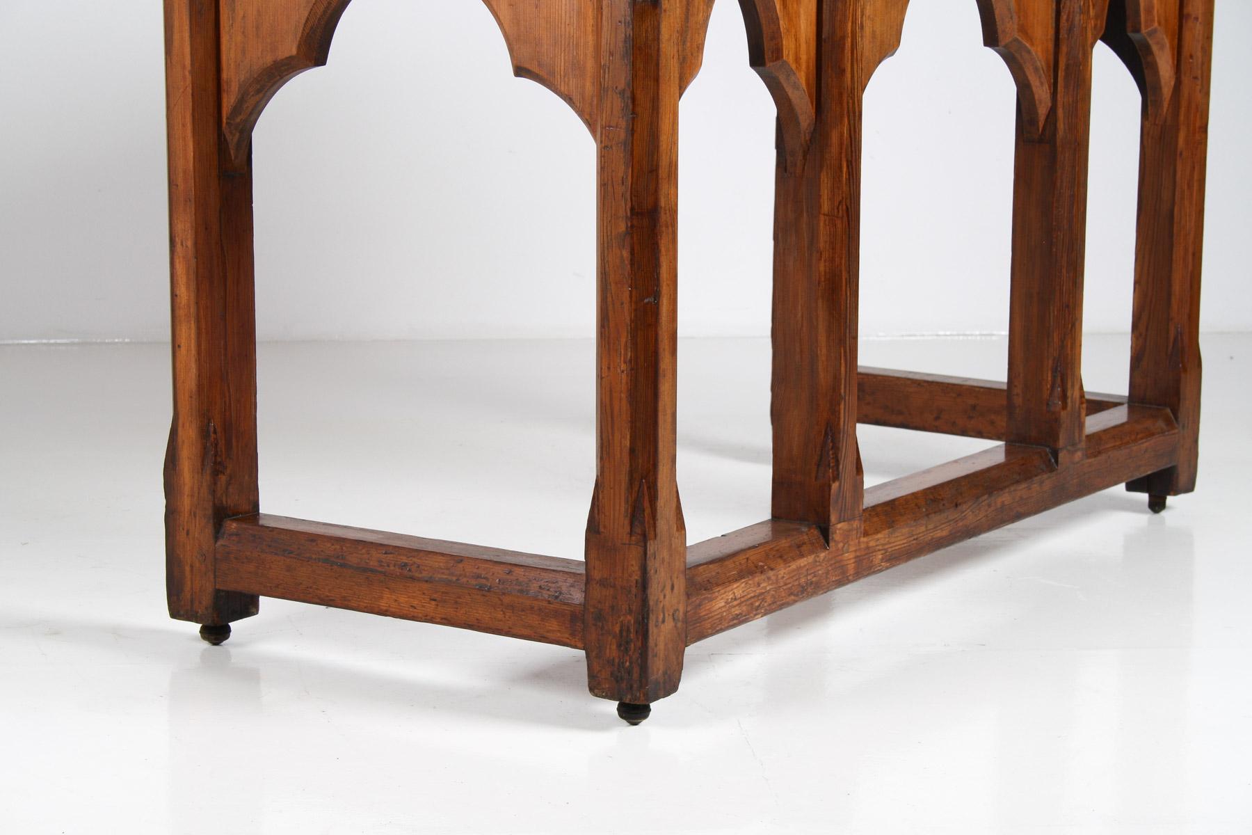 Large Ecclesiastical Gothic Revival Serving Table, Workstation Desk Countertop For Sale 2