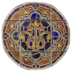 Large Ecclesiastical Roundel Stained Glass Panel