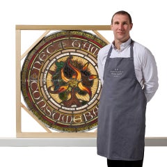 Grand rond de vitrail écossais ecclésiastique