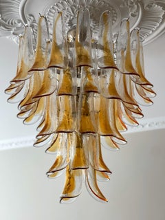 Large Eclectic Amber Colored Murano Chandelier in Flamingo style
