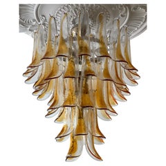 Large Eclectic Amber Colored Murano Chandelier in Flamingo style