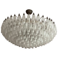 Large Eclectic Murano Chandelier in the style of Carlo Scarpa. Poliedri prisms.