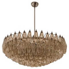 Large Eclectic Murano Chandelier with Sand Colored Prisms style of Carlo Scarpa.