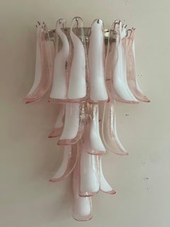 Large Eclectic Murano Wall Sconce in pink & clear glass