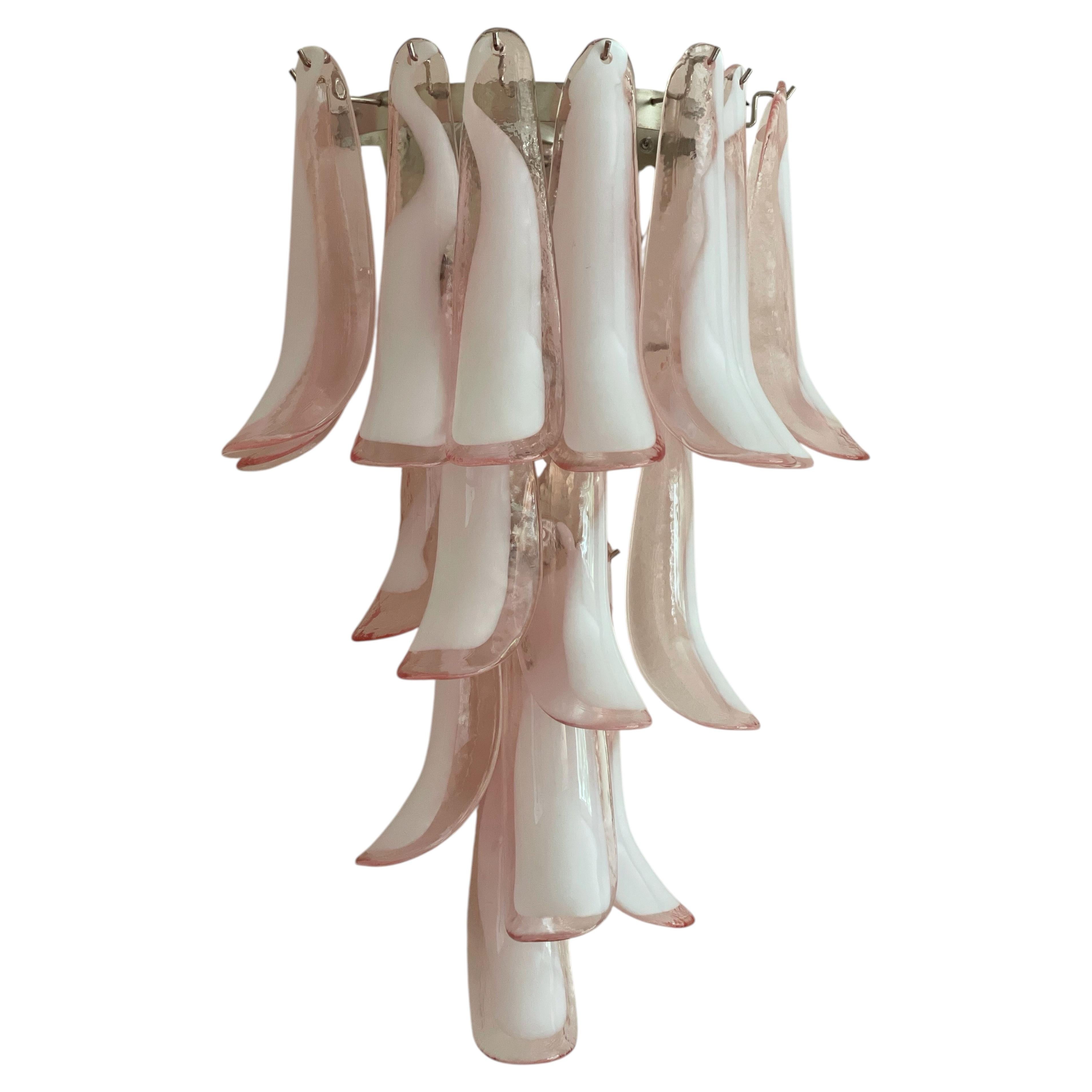 Large Eclectic Murano Wall Sconce in pink & clear glass
