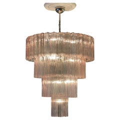 Large Eclectic Pink Statement Murano Chandelier in the of style of Venini.