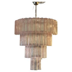 Large Eclectic Pink Statement Murano Chandelier in the of style of Venini.