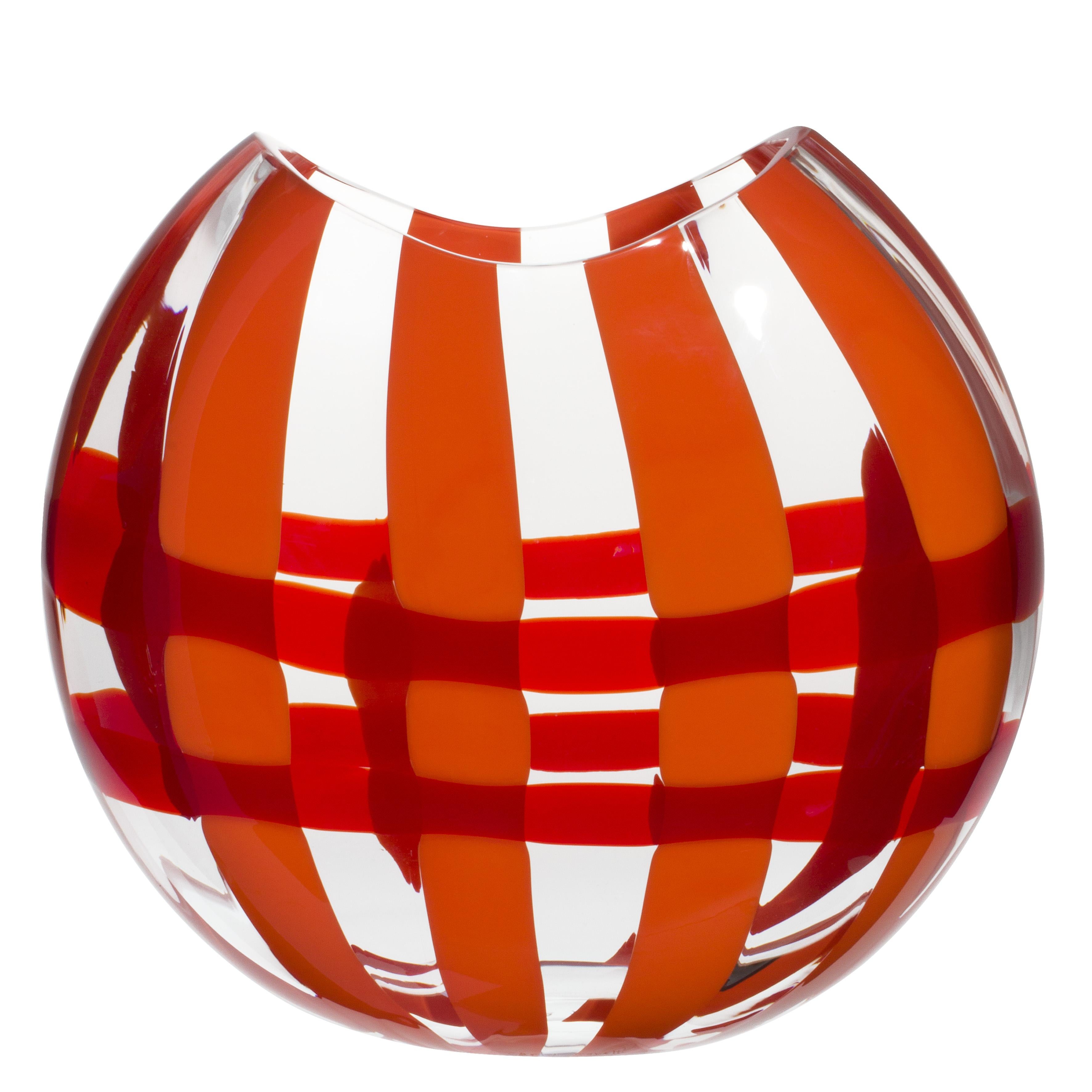 Große Eclissi-Vase in Orange und Rot von Carlo Moretti im Angebot