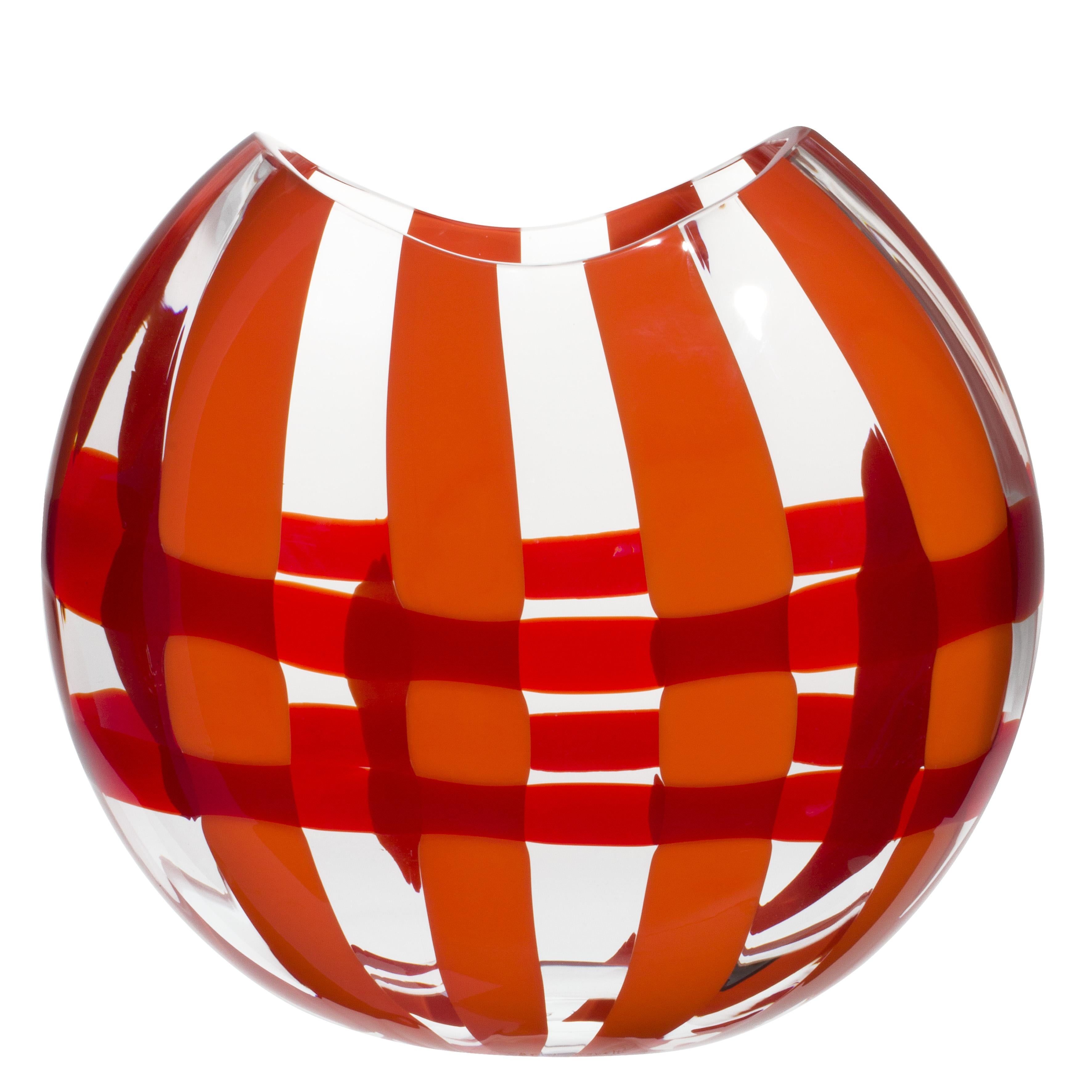 Vaso Eclissi grande in arancione e rosso di Carlo Moretti