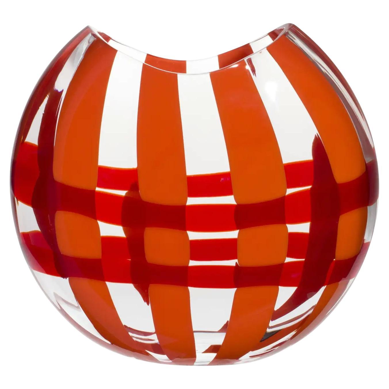 Große Eclissi-Vase in Orange und Rot von Carlo Moretti