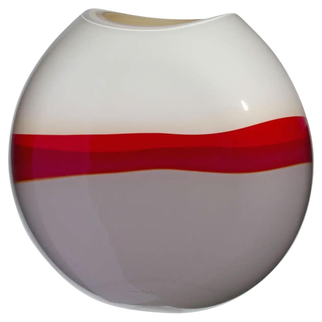 Large Eclissi Vase in Red, Ivory, and Grey by Carlo Moretti