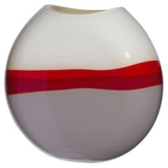 Große Eclissi-Vase in Rot, Elfenbein und Grau von Carlo Moretti