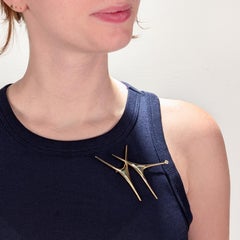 Große Ed Wiener NYC Modernist 14K Gold & Diamant Brosche oder Pin