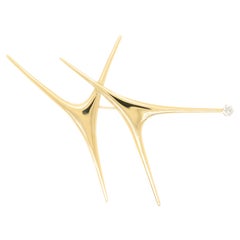Spilla o spillone grande Ed Wiener NYC Modernista in oro 14K e diamanti