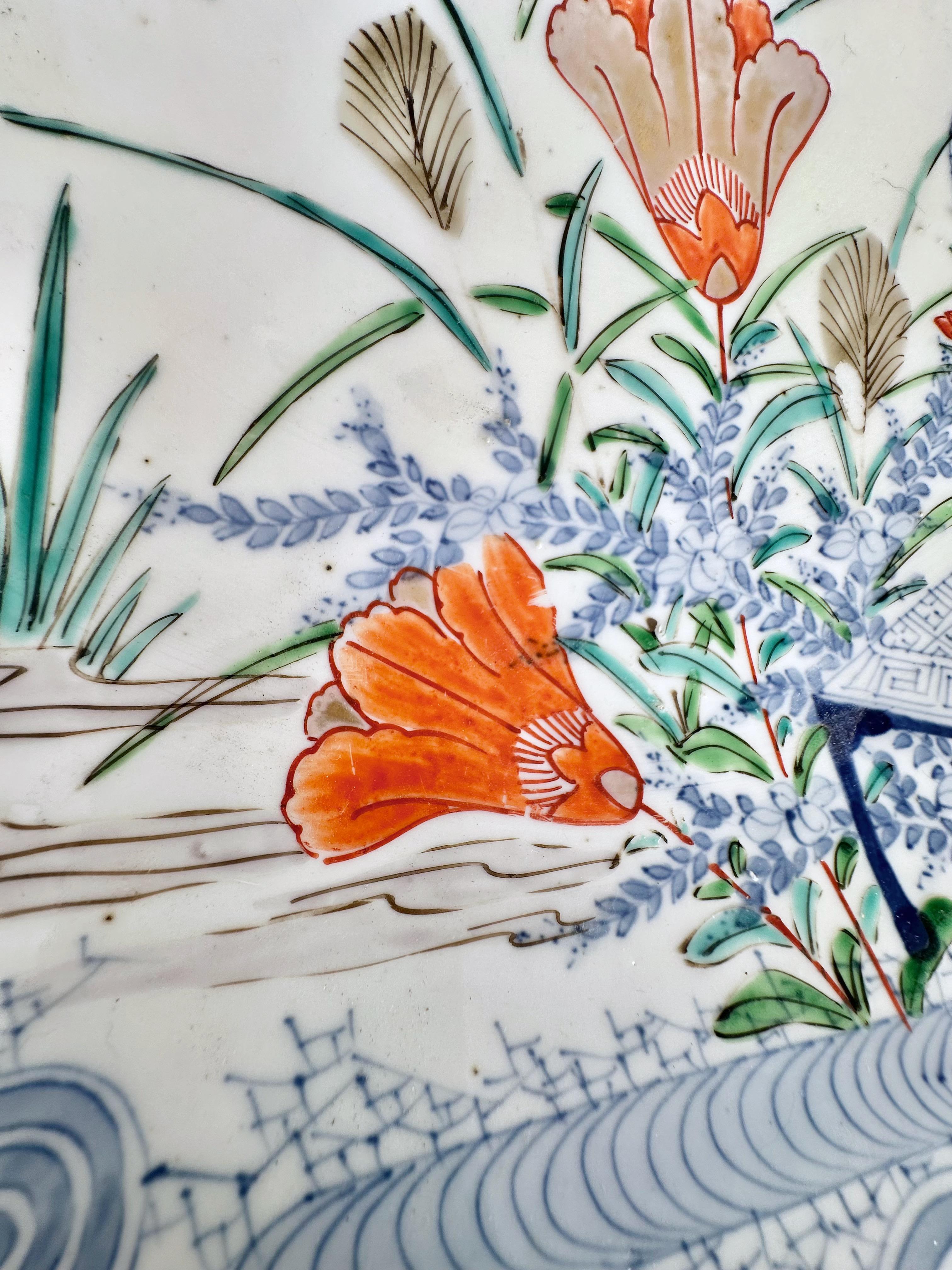 Große Edo Japanese Arita Porzellan Charger im Angebot 1