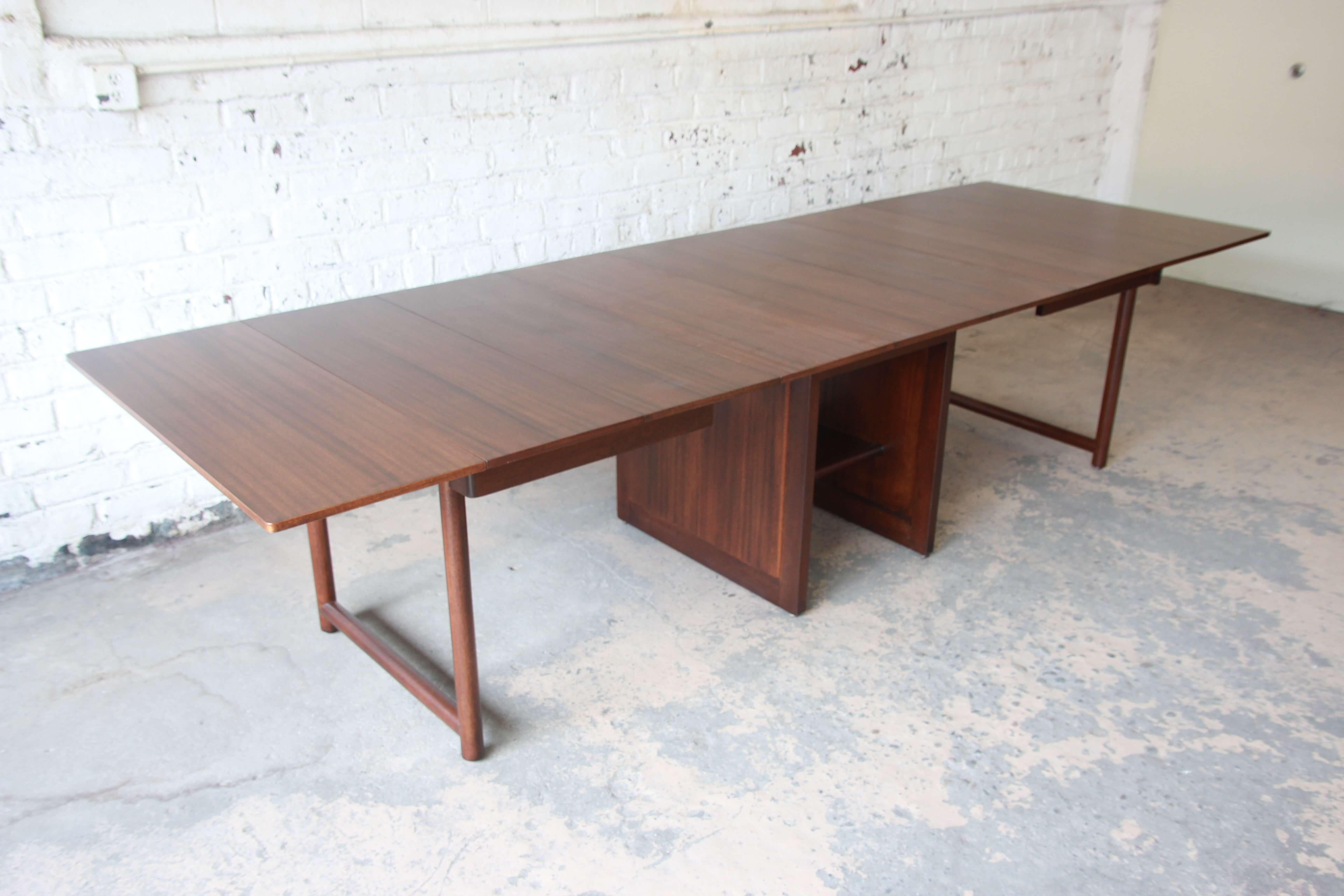 Mid-Century Modern Large Edward Wormley for Dunbar Mahogany Extension Dining Table