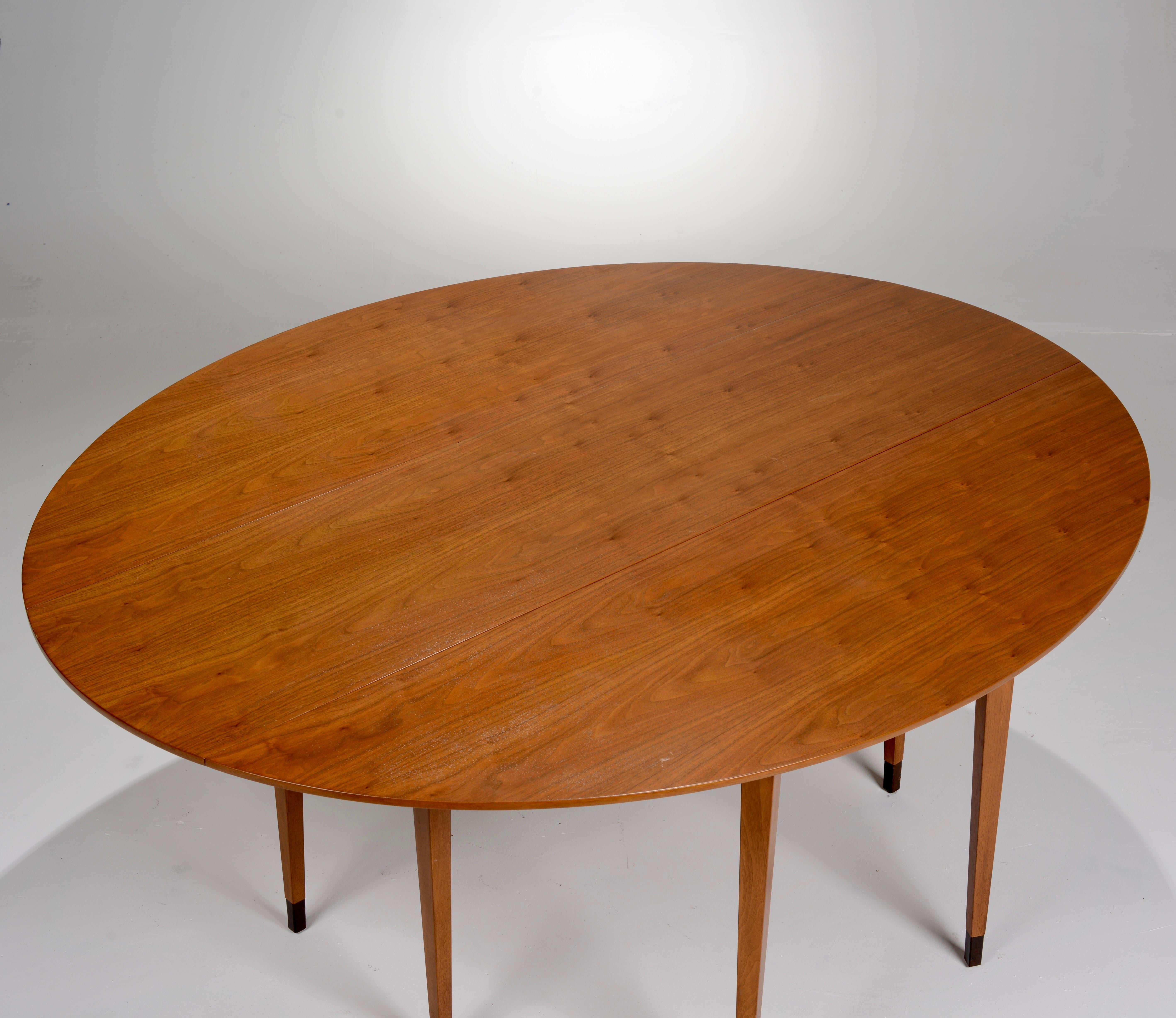 Lacquered Large Edward Wormley for Dunbar Walnut Oval Drop-Leaf Dining Table