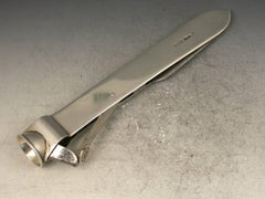 Large Edwardian Antique Silver Cigar Cutter/Pen Knife by S Mordan Chester, 1913
