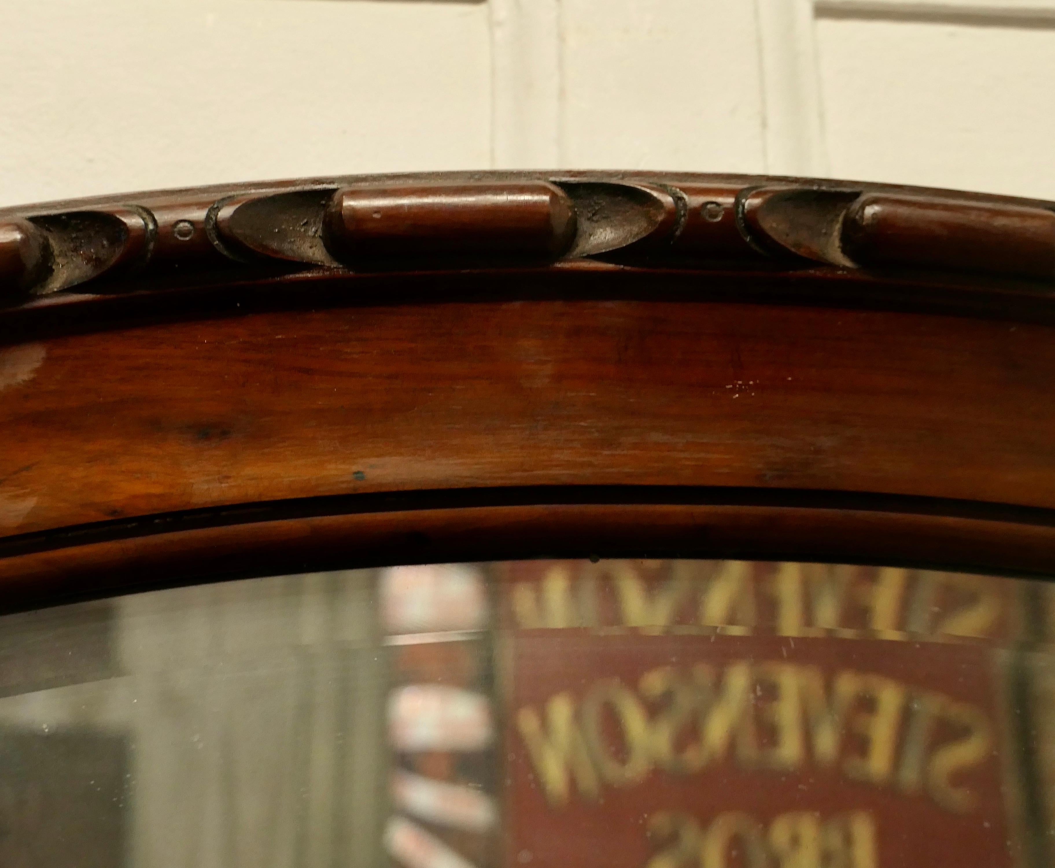 Large Edwardian Carved Walnut Oval Mirror    For Sale 1