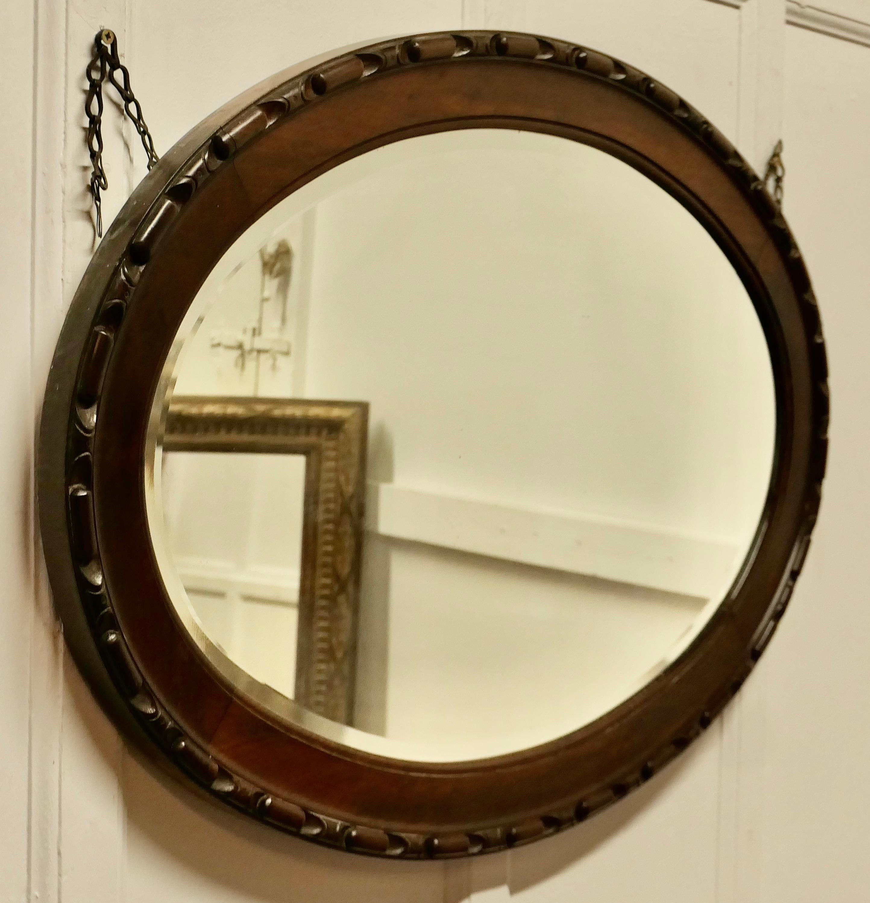 Large Edwardian Carved Walnut Oval Mirror    For Sale 5