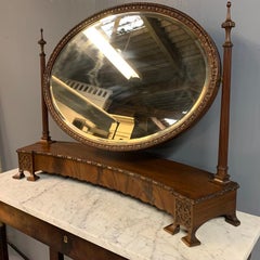Large Edwardian Concave Dressing Mirror with Original Bevelled Mirror Glass