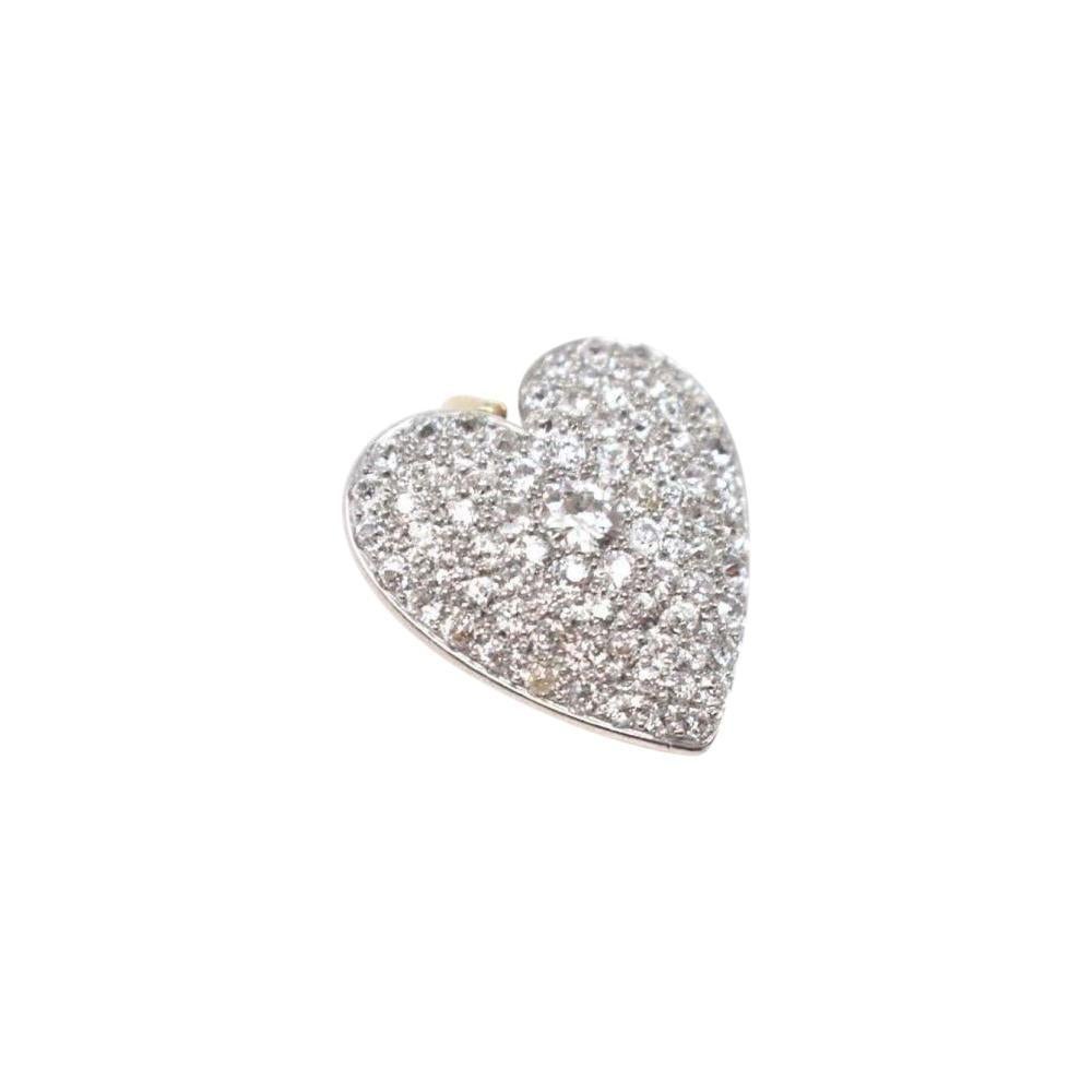 Large Edwardian Diamond Heart Brooch Pendant In Excellent Condition In Philadelphia, PA