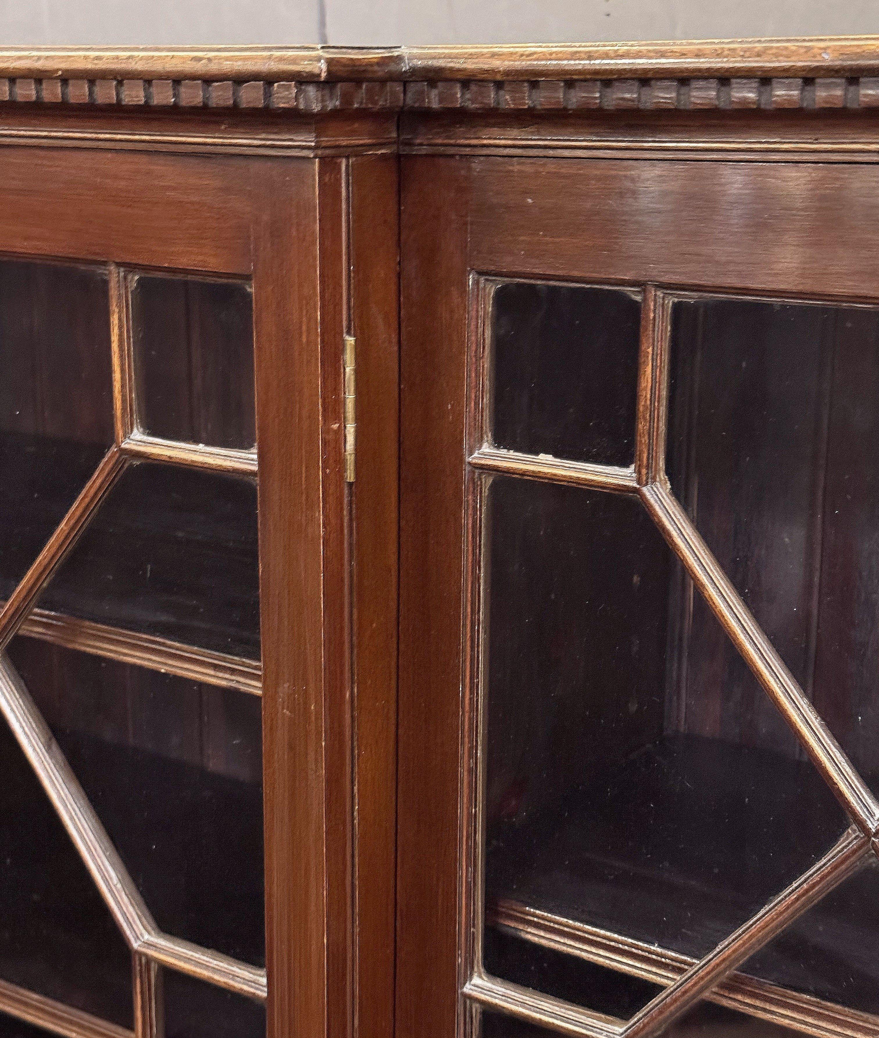 20th Century Large Edwardian Era Breakfront Bookcase of Mahogany with Astragal Glazed Doors