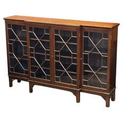 Large Edwardian Era Breakfront Bookcase of Mahogany with Astragal Glazed Doors