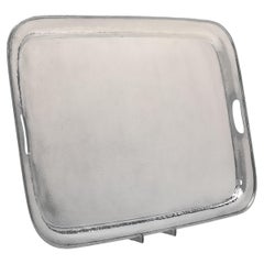 Gran bandeja eduardiana de plata de ley martillada a mano, Skinner & Co, 1905. 5kg