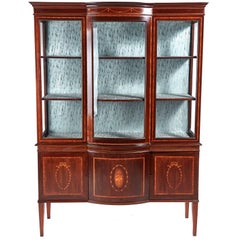 Vintage Large Edwardian Inlaid Mahogany Bow Front Display Cabinet