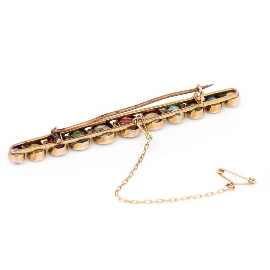 Gran broche eduardiano de barra de arlequín con varias gemas, circa 1905 en venta 3