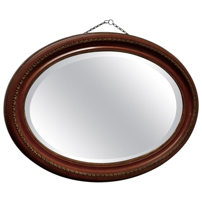 Large Edwardian Oval Wall Mirror at 1stDibs
