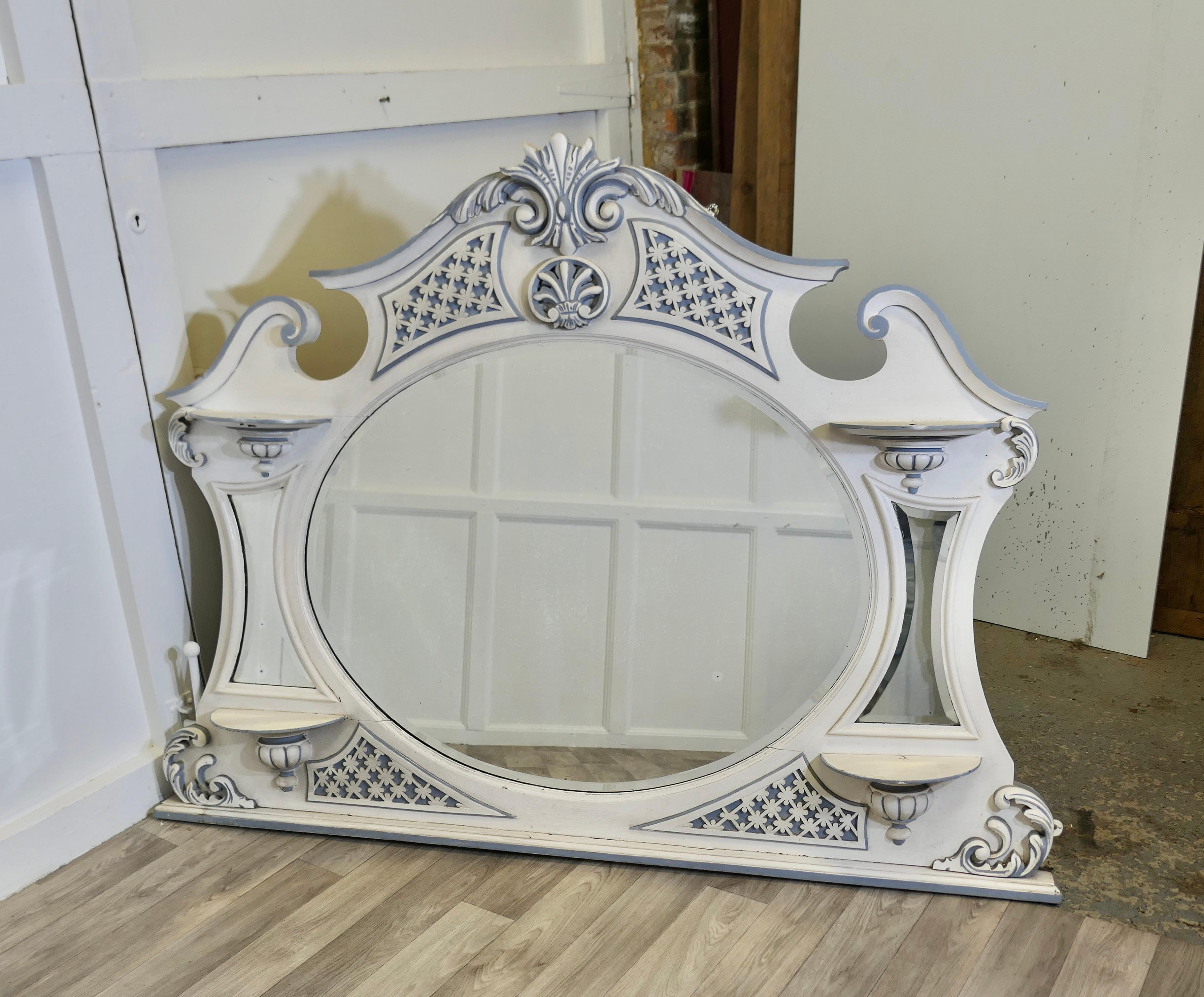 Large Edwardian Painted Overmantel   This is an attractive piece In Good Condition In Godshill, Isle of Wight