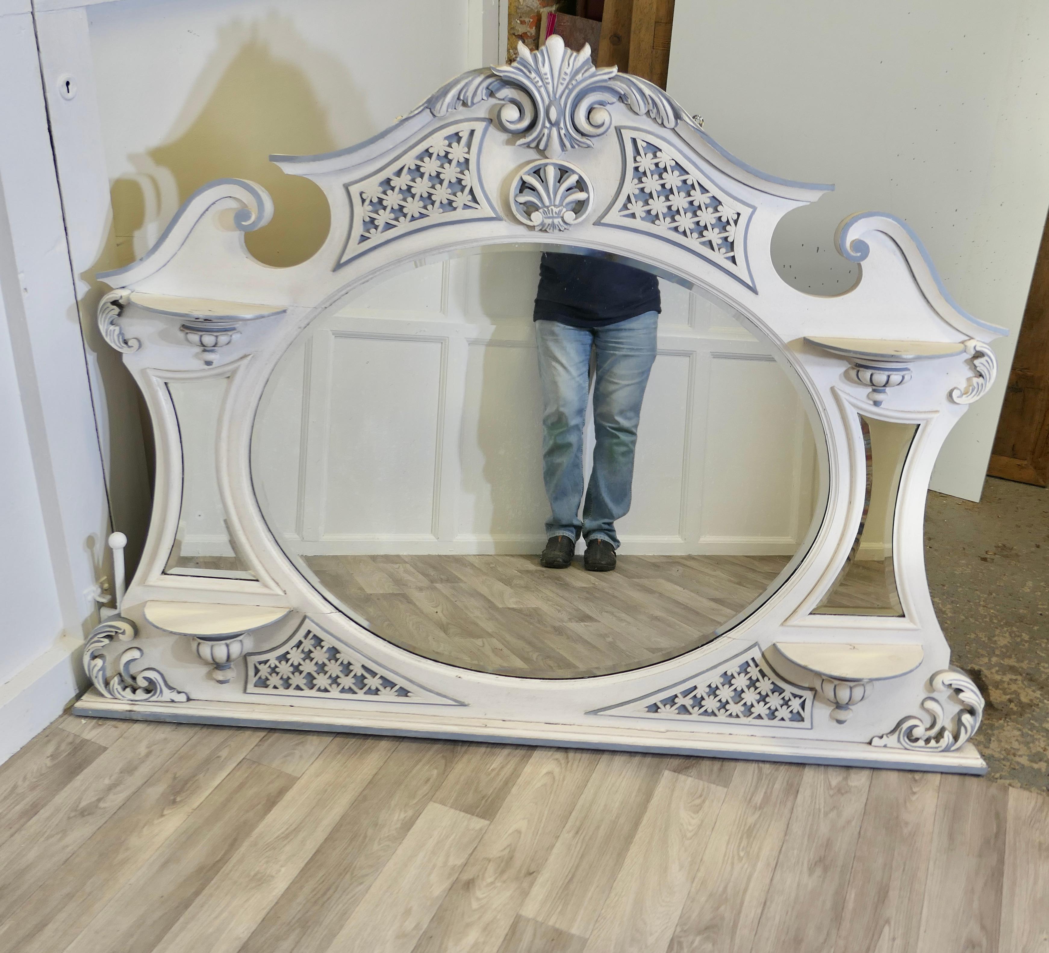 Pine Large Edwardian Painted Overmantel   This is an attractive piece