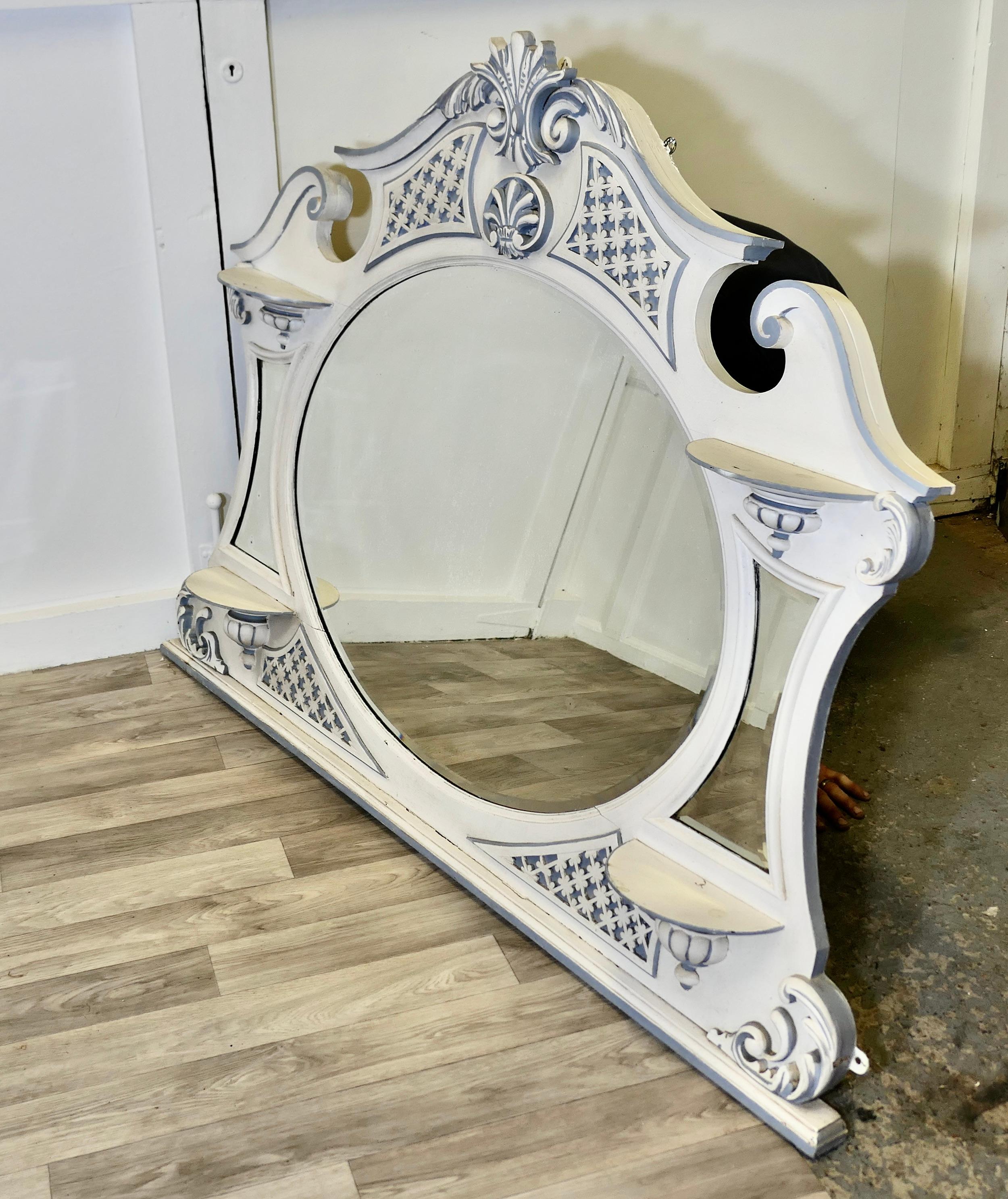 Large Edwardian Painted Overmantel   This is an attractive piece 1