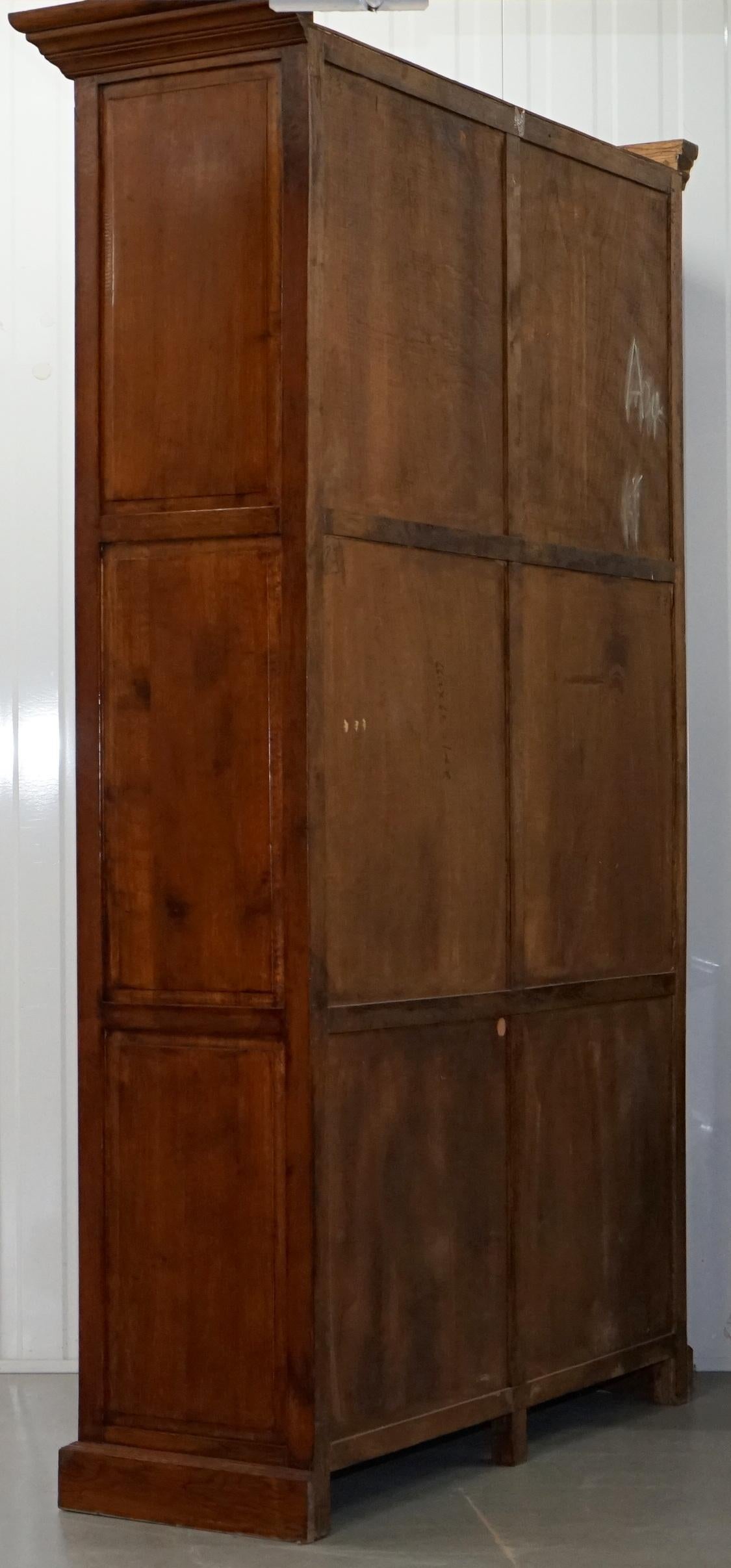 Large Edwardian Panelled Mahogany Bookcase Cabinet Four Lockable Cupboard Doors 4