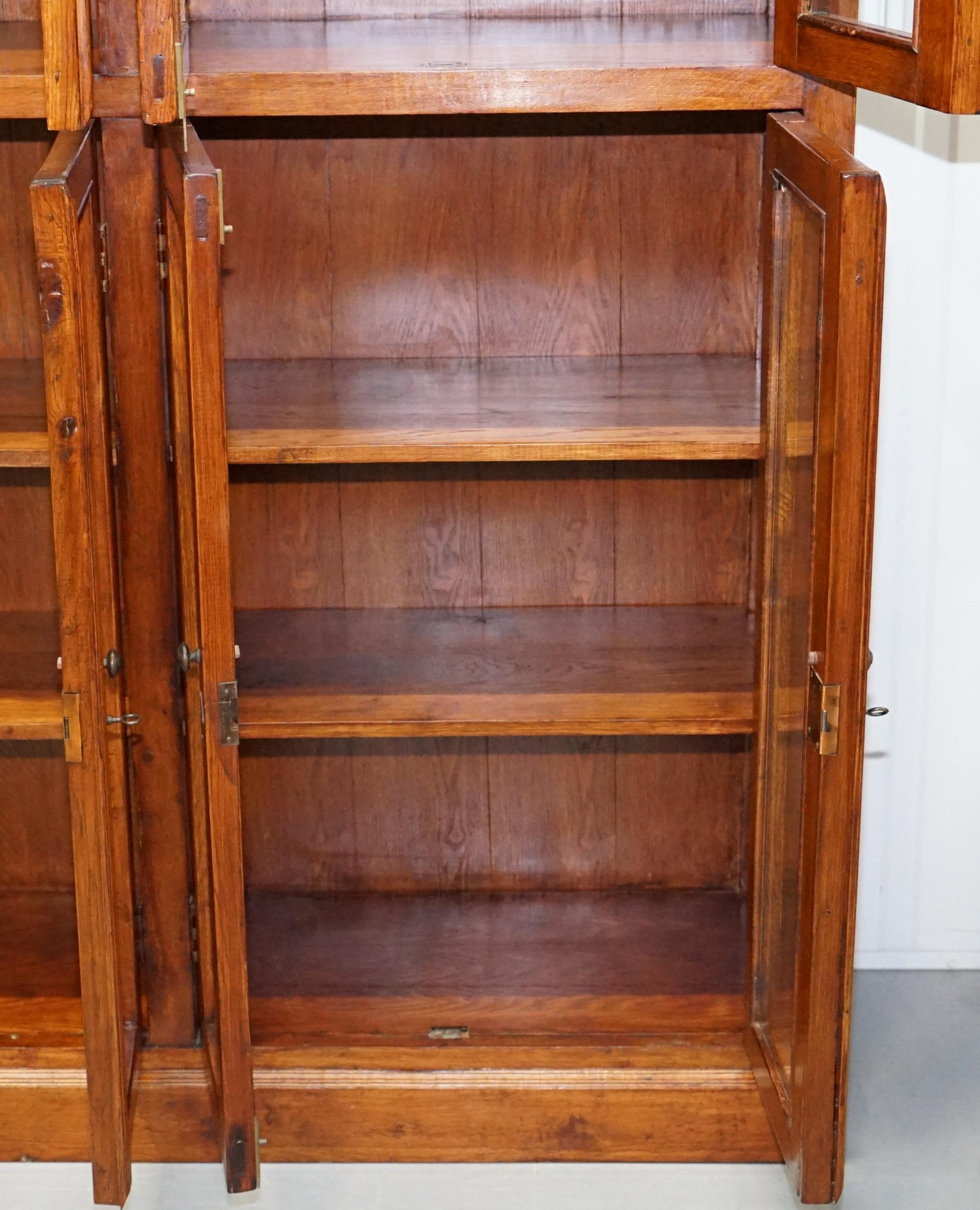 Large Edwardian Panelled Mahogany Bookcase Cabinet Four Lockable Cupboard Doors 6