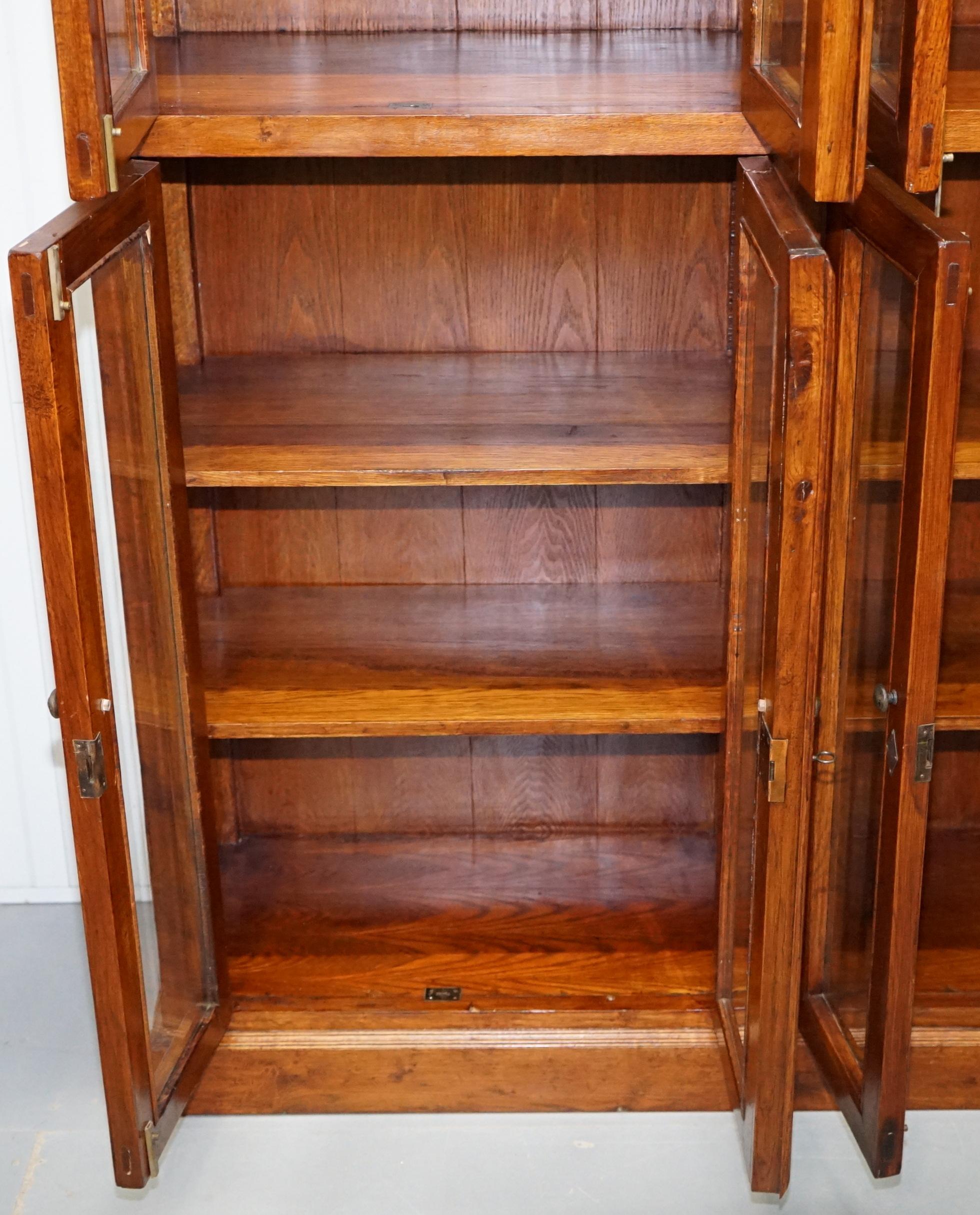 Large Edwardian Panelled Mahogany Bookcase Cabinet Four Lockable Cupboard Doors 7