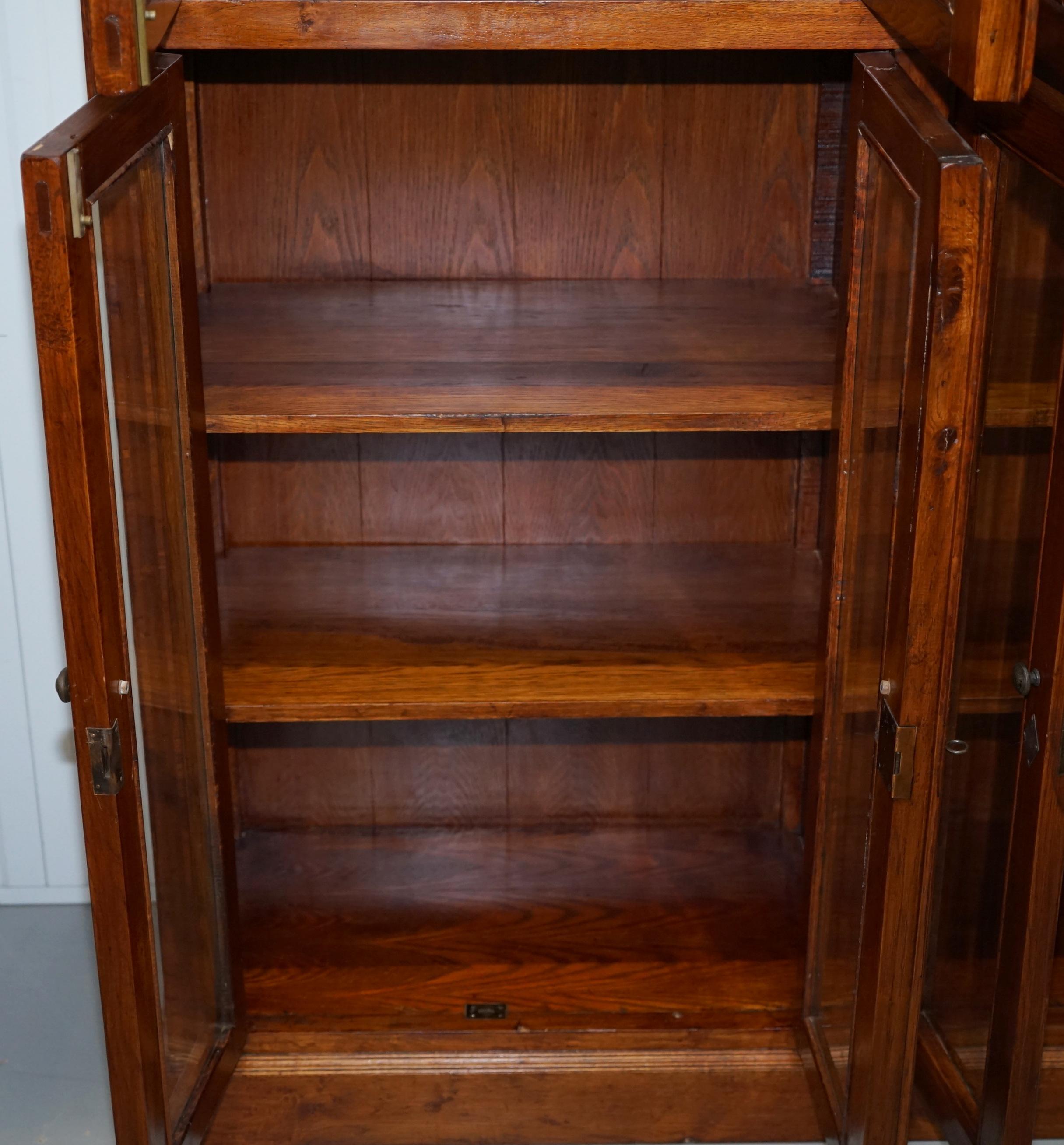 Large Edwardian Panelled Mahogany Bookcase Cabinet Four Lockable Cupboard Doors 11