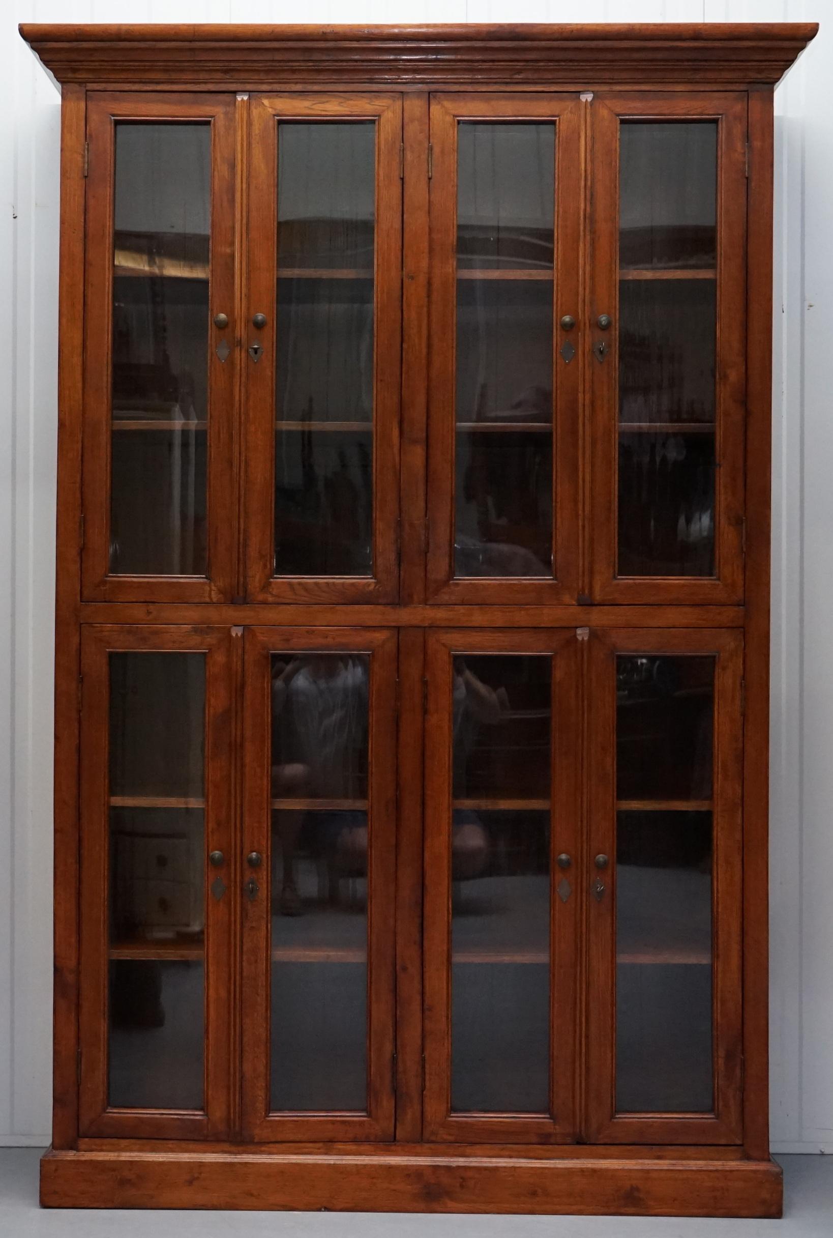 We are delighted to offer for sale this stunning very large panelled mahogany library bookcase cabinet with four lockable cupboard doors

A very good looking and grand functional piece of furniture, the timber is solid light English Mahogany, it