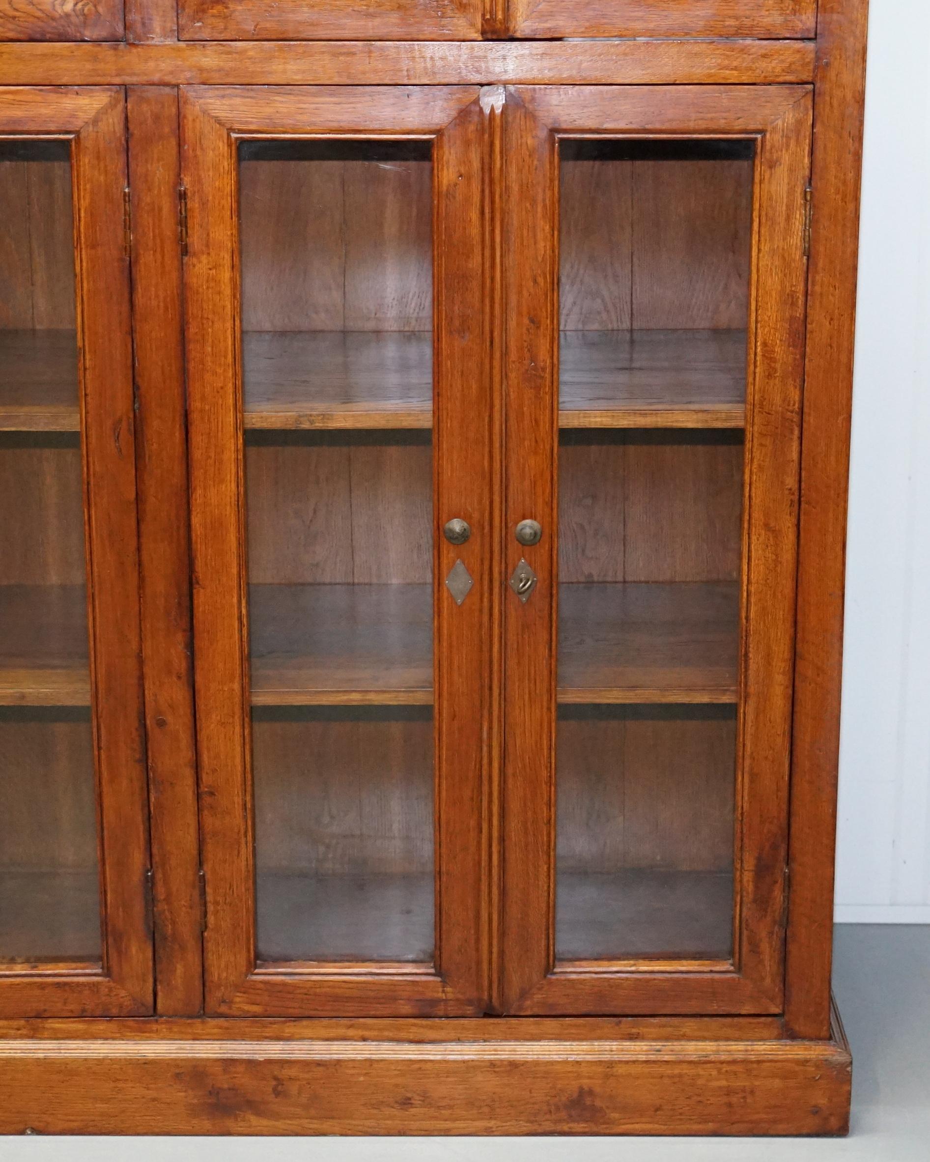 20th Century Large Edwardian Panelled Mahogany Bookcase Cabinet Four Lockable Cupboard Doors