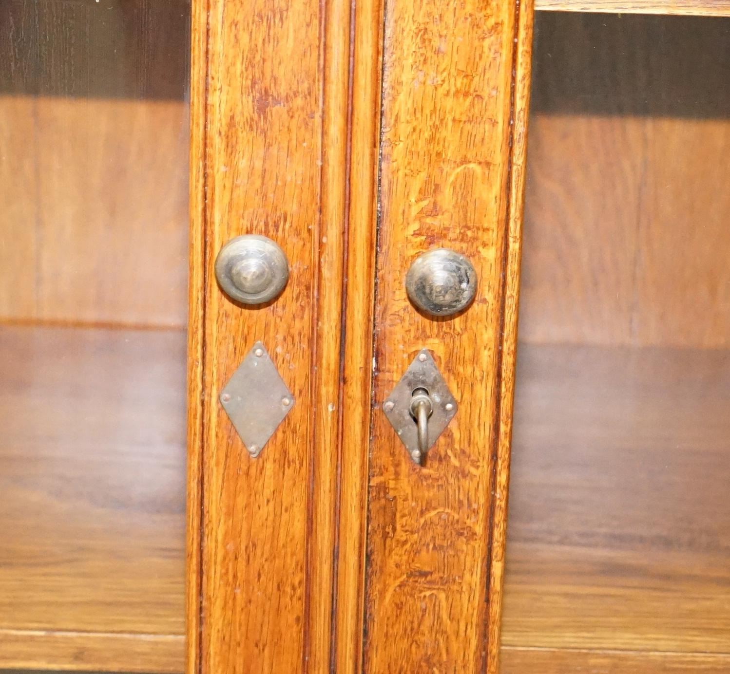 Glass Large Edwardian Panelled Mahogany Bookcase Cabinet Four Lockable Cupboard Doors