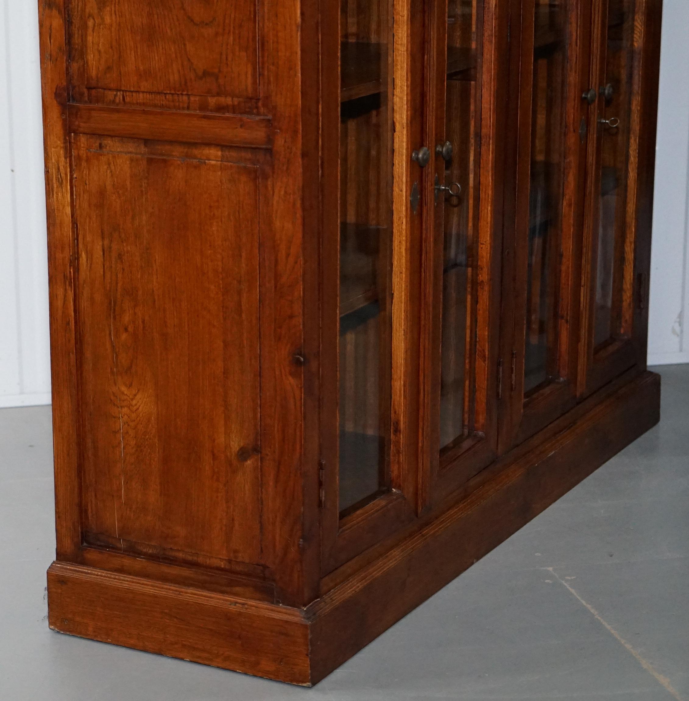 Large Edwardian Panelled Mahogany Bookcase Cabinet Four Lockable Cupboard Doors 2