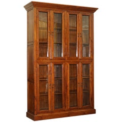 Vintage Large Edwardian Panelled Mahogany Bookcase Cabinet Four Lockable Cupboard Doors